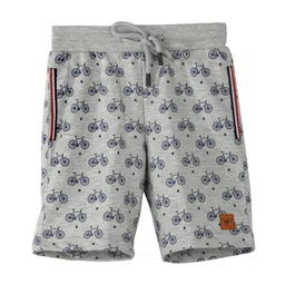 Stupid Cupid Boys Grey & Blue Printed Loose Fit Regular Shorts-image-18