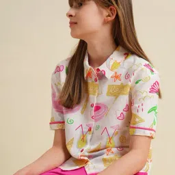 Vero Moda Girls Cloud Dancer Graphic Print Regular White Shirt-image-80