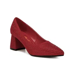 London Rag Textured PU Block Pumps-24