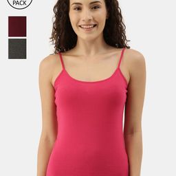 appulse Women Pack Of 3 Multi Cotton Camisoles-image-43