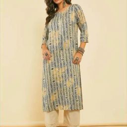 Soch Blue Printed Straight Kurta-image-86