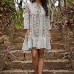 Autumnlane Blue Jasheela Sky Printed Cotton Dress-picture-44