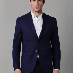 Louis Philippe Navy Slim Fit Checks Blazer-image-35