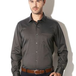 Van Heusen Men Charcoal Grey Slim Fit Solid Formal Shirt-image-12