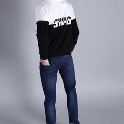 Kook N Keech Men White & Black Colourblocked Hooded Sweatshirt-image-56