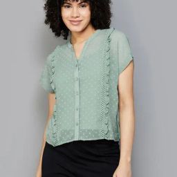 Fame Forever by Lifestyle Sage Green Self Design Top-image-31