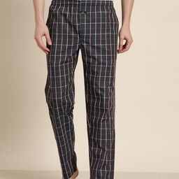 Hancock Men Grey Checked Mid-Rise Lounge Pants-picture-4