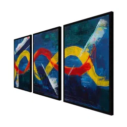 999store Blue & Yellow Printed Tree Paintings - Set of 3 image 3