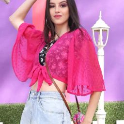 Sera Pink Self Pattern Shrug-11