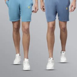 Vimal Jonney Sky Blue & Blue Regular Fit Lounge Shorts - Pack of 2-picture-15