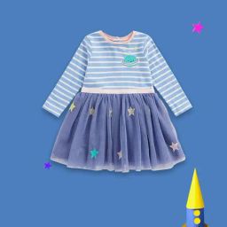 Mothercare Kids Blue Striped Full Sleeves Dress-image-32