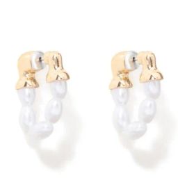 Forever New Pearl & Gold Solange Pearl Loop Hoop Earring-image-83