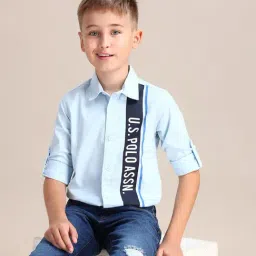 U.S. Polo Assn. Boys Blue Cotton Printed Shirt-picture-12