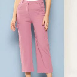 Aarika Pink Nylon Solid Pants-image-22