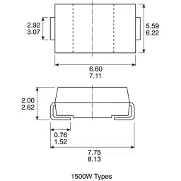 Vishay Uni-Directional TVS Diode Single Configuration 121 V Maximum Clamping Voltage, SMCJ75A-E3/57T (Pack of 20) image 3