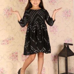 VASTRAMAY Girls Black Embroidery Dresses-picture-37