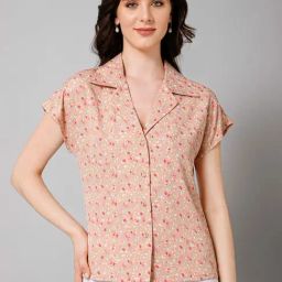 PURYS Beige Floral Print Shirt-50
