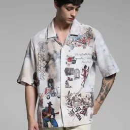 Jack & Jones White Cotton Loose Fit Printed Shirt-picture-33