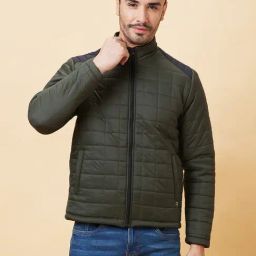 Being Human Dark Green Oversized Quilted Hooded Jackets-37