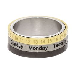 Yellow Chimes Revolving Calender Stainless Steel Ring-image-59