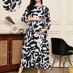 COLOR STUDIO Women Geometric Printed Block Print Maternity Anarkali Kurta-36