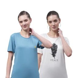 Vimal Jonney Sky Blue & White Cotton Graphic Print T-Shirt (Pack Of 2)-image-94