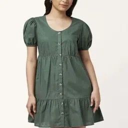 Honey by Pantaloons Green Cotton A-Line Dress-picture-22