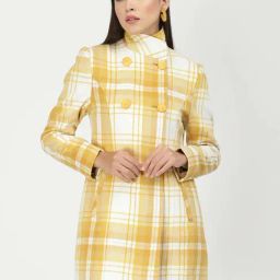 Juelle Yellow & White Check Over Coat-image-75