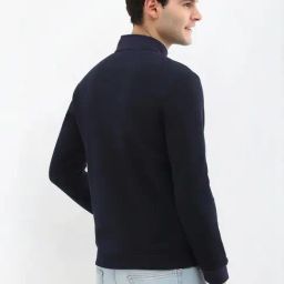Allen Solly Navy Regular Fit Self Pattern Pullover image 2