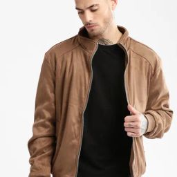 Showoff Brown Cotton Slim Fit Jacket-image-25
