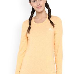 Alcis Women Orange Solid Round Neck T-shirt-image-92