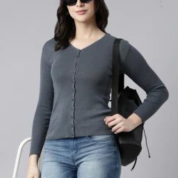 SHOWOFF Grey Regular Fit Cardigan-image-64