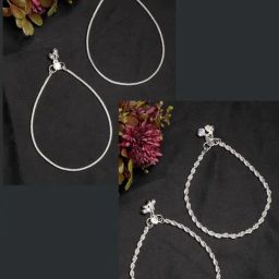 NVR Silver-Plated Anklets for Women Pair of 2-34