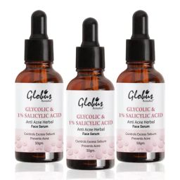 Globus Remedies Glycolic & 1% Salicylic Acid Anti Acne Herbal Face Serum - Pack of 3-37