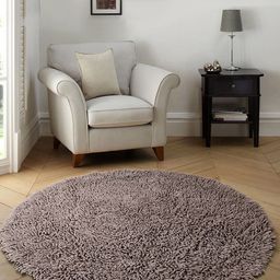 Saral Home Grey Solid Cotton Anti-Skid Shaggy Round Bath Mat-48