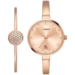 TIMEX Fria Women Rose Gold Round Dial Analog Watch With Bracelet- TWEL18502-10