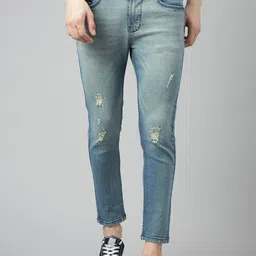 Code 61 Men Skinny Fit Low-Rise Low Distressed Heavy Fade Bleached Stretchable Jeans-image-5