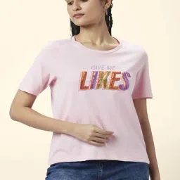 People by Pantaloons Pink Cotton Printed T-Shirt-picture-43