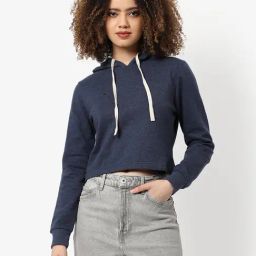 Campus Sutra Navy Cotton Textured Hoodie-image-59