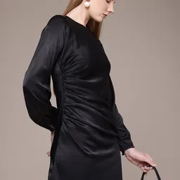 French Connection Gathered Detail Satin Sheath Mini Dress-picture-47