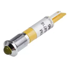 RS PRO Yellow Panel Mount Indicator 110V AC, Mounting Hole Size 8 mm, IP Rating IP67, Model No 8462706-11