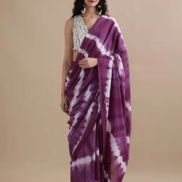 Jaipur Kurti Purple Mulmul Cotton Regular Fit Print Saree-picture-46