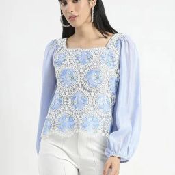 MADAME Powder Blue Floral Top-image-50