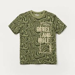 Fame Forever by Lifestyle Kids Olive Cotton Printed Regular Fit T-Shirt-image-18