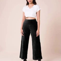 Go Colors! Black Mid Rise Flared Pants-image-23
