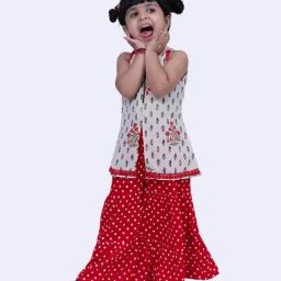 Twisha Girls Offwhite & Red Cotton Regular Fit Printed Suit Set-image-85