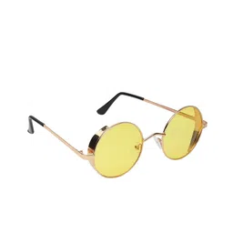 CRIBA Unisex Yellow Lens & Gold-Toned Round Sunglasses with UV Protected Lens-12