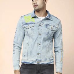 People By Pantaloons Indigo Cotton Regular Fit Self Pattern Denim Jacket-image-48
