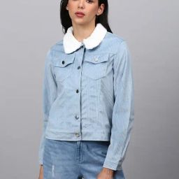 Campus Sutra Light Blue Regular Fit Jacket-14