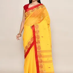 PUKU Ethnic Motifs Woven Design Pure Cotton Taant Saree-picture-34